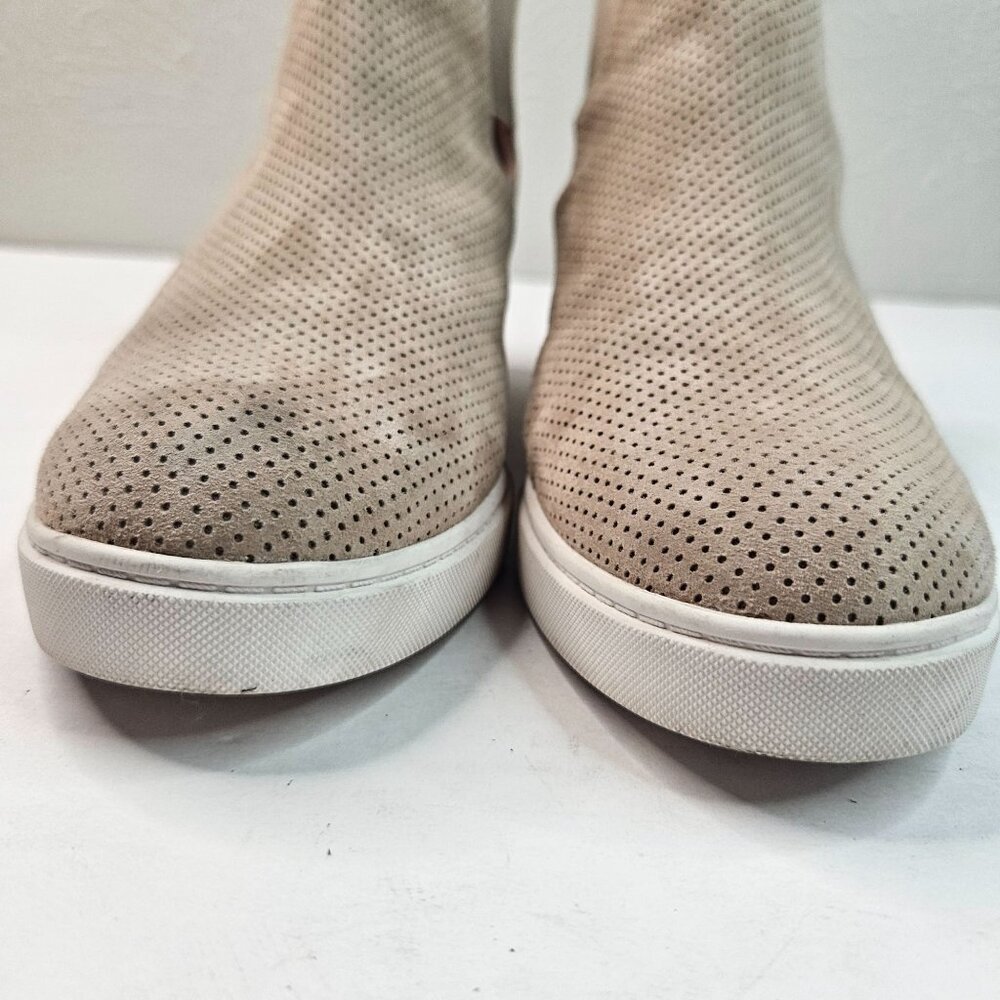 Paolo Linea Wedge Sneaker 10.5 Tan Suede Minimalist Perferated Casual Shoe Boots - Picture 4 of 12